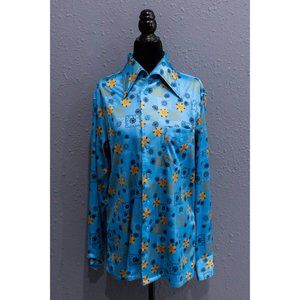 Vintage Capri Textured Polyester Shirt, Size Medium